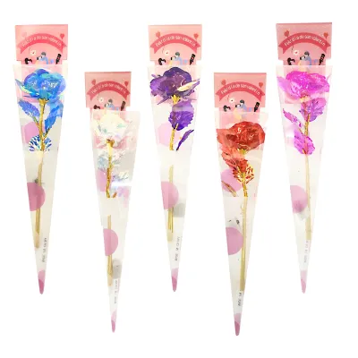 ROSA ARTIFICIAL BRILLANTE CON LUZ EN ACETATO (CJX12),