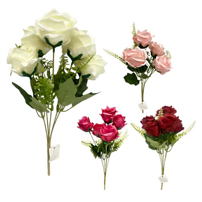 RAMO ROSAS ARTIFICIAL X5 34CM,