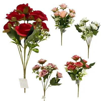 RAMO ROSAS ARTIFICIAL X7 30CM,