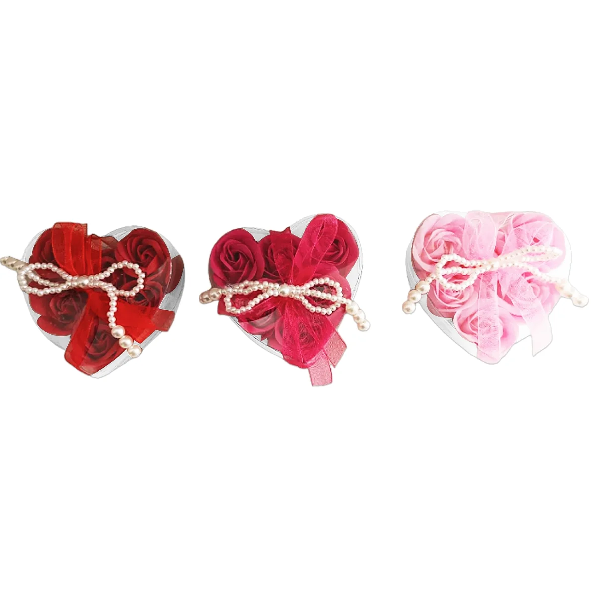 ROSAS ARTIFICIALES X6 EN ACETATO CORAZON,