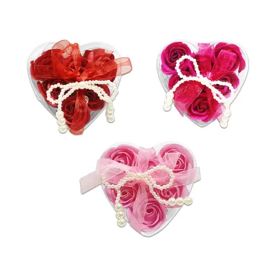 ROSAS ARTIFICIALES X6 EN ACETATO CORAZON,
