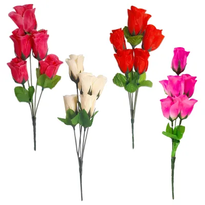 RAMO ROSAS ARTIFICIALES SURTIDAS ECO X5 30CM,