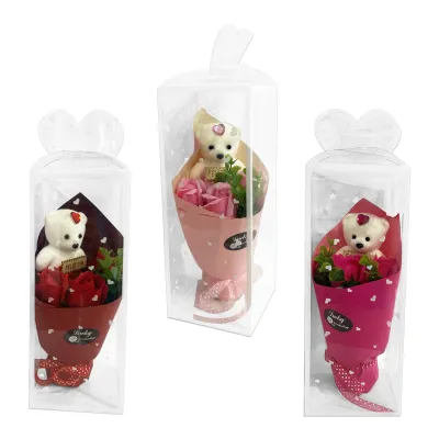 RAMO ROSAS ARTIFICIALES CON OSO EN ACETATO (CJX5),