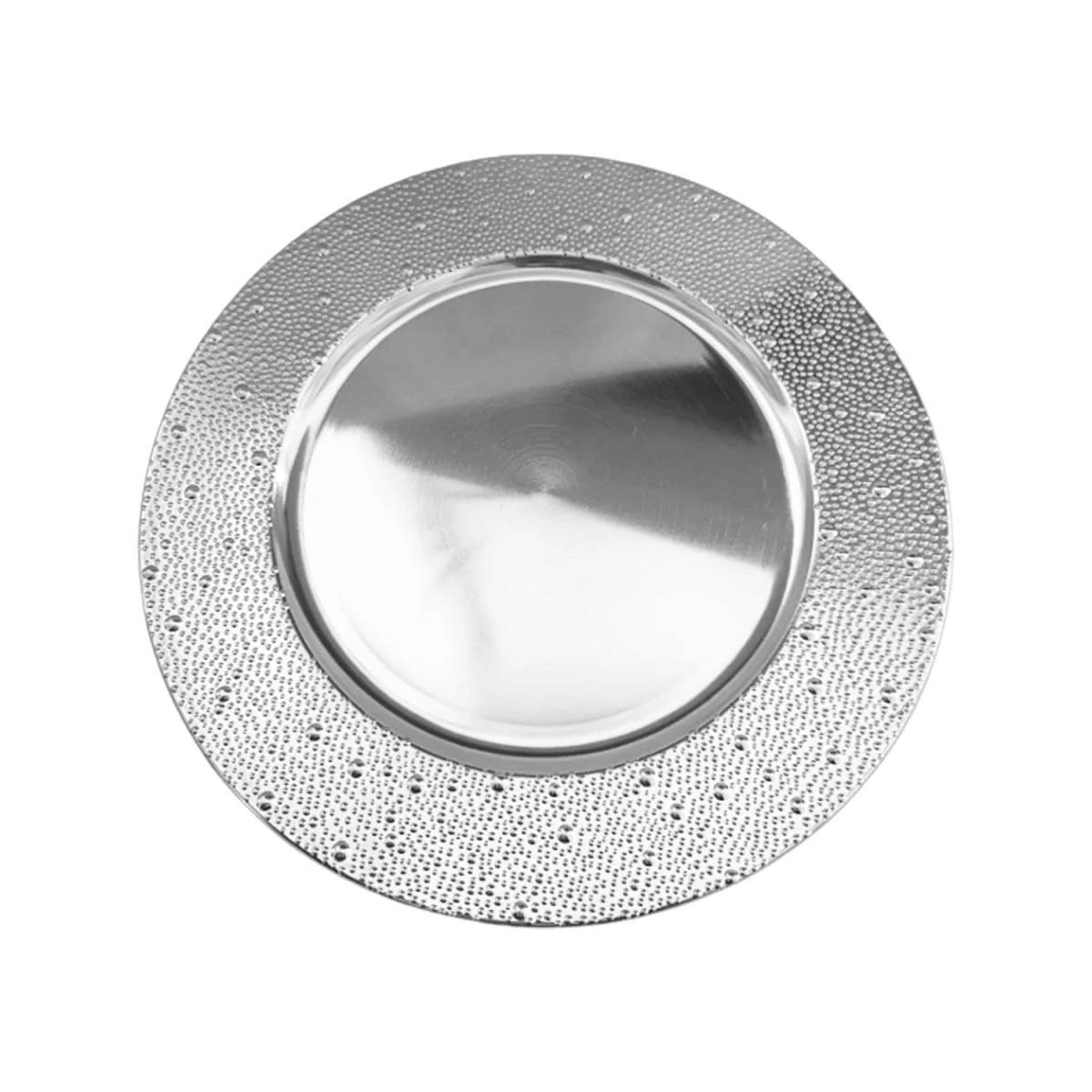 PLATO BASE DECORATIVO PLATEADO 33CM