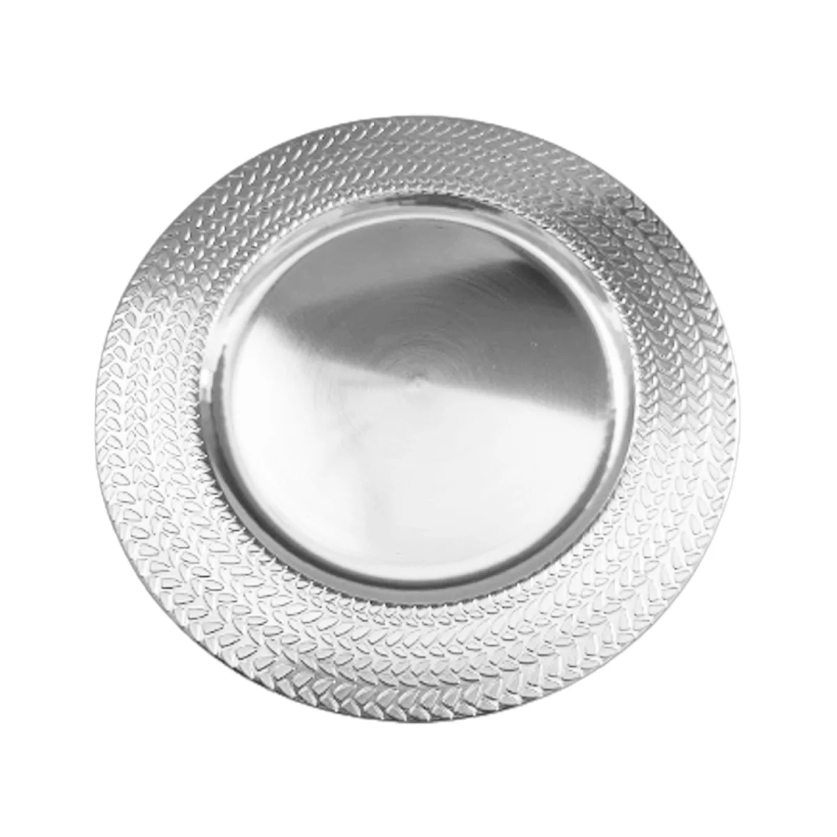 PLATO BASE DECORATIVO PLATEADO 33CM