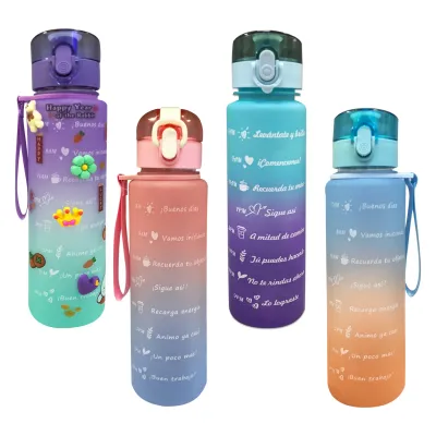 TERMO MOTIVACIONAL CON PINES Y STICKERS 900ML