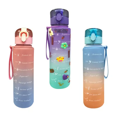 TERMO MOTIVACIONAL CON PINES Y STICKERS 900ML