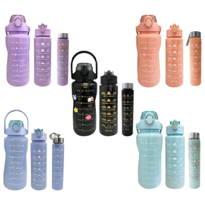 TERMO MOTIVACIONAL X3 CON PINES Y STICKER 2000ML-900ML-300ML