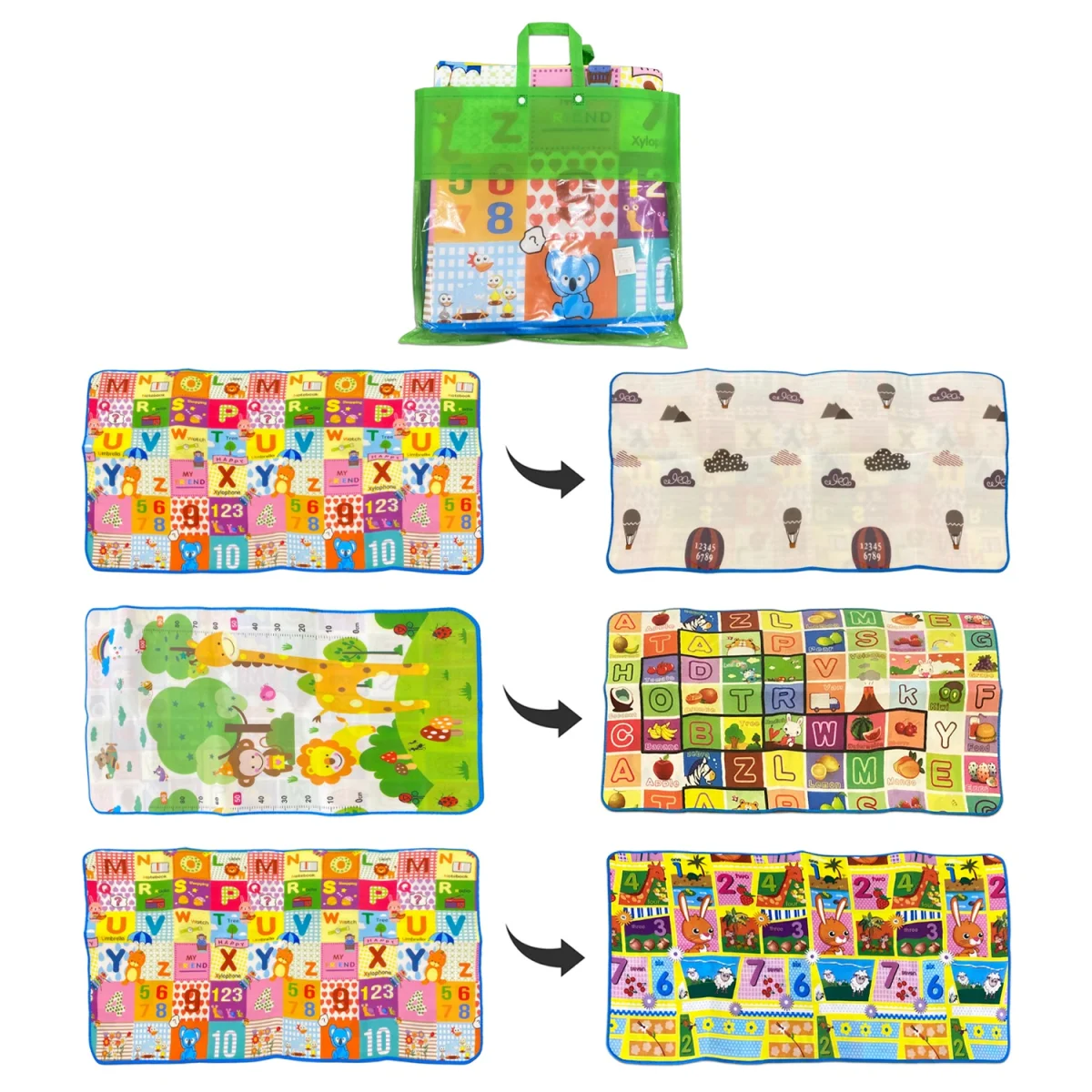 TAPETE INFANTIL DOBLE CARA ESTAMPADO 100*180*0.5CM