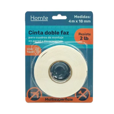 CINTA DOBLE FAZ BLANCA 4M*18MM