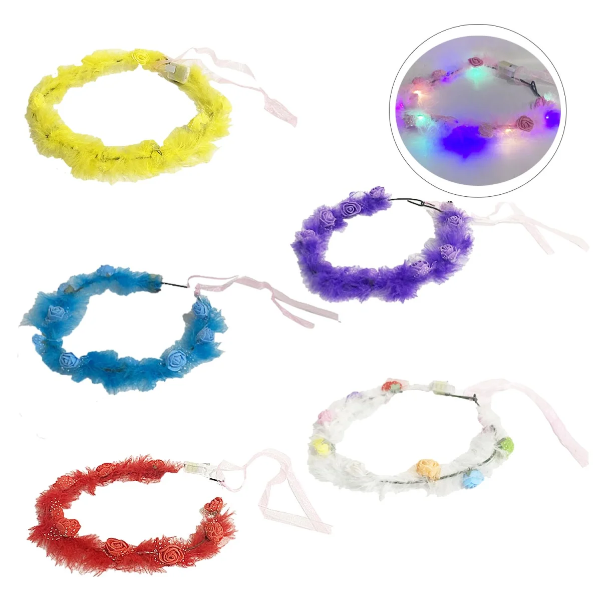 DIADEMA FLORES CON LUZ (PQTX10XCOLOR)