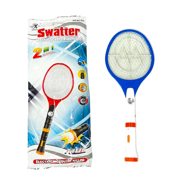 RAQUETA MATA INSECTOS CON LINTERNA RECARGABLE